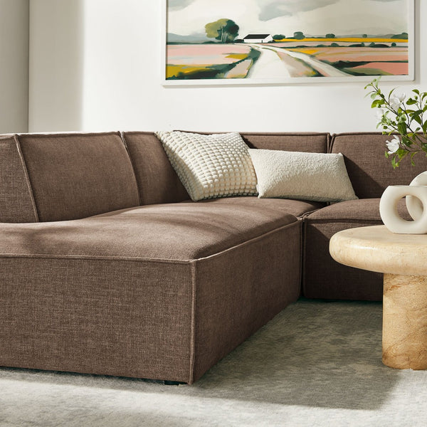 Modway Furniture Restore Modway Modular U-shaped Sectional with French Piping and Performance Upholstery Mocha EEI-7415-MOC