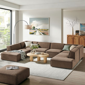 Modway Furniture Restore Modway Modular U-shaped Sectional with French Piping and Performance Upholstery Mocha EEI-7415-MOC