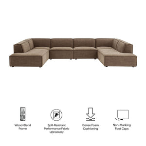 Modway Furniture Restore Modway Modular U-shaped Sectional with French Piping and Performance Upholstery Mocha EEI-7415-MOC