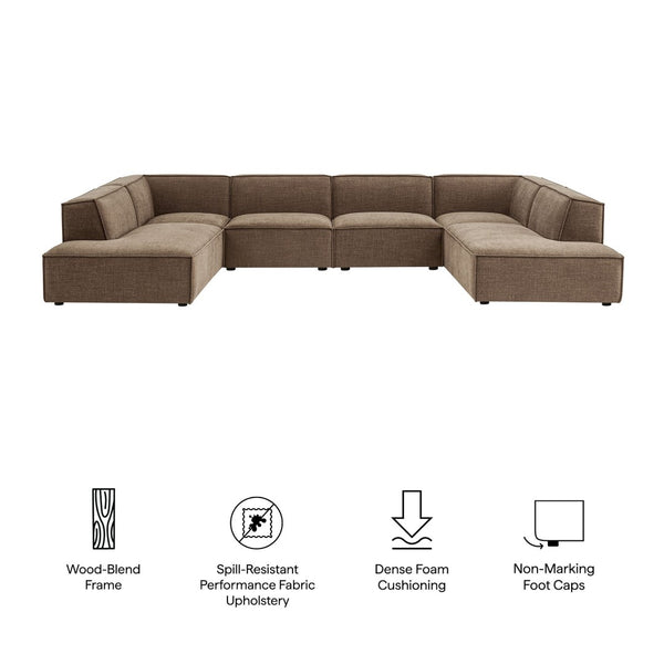 Modway Furniture Restore Modway Modular U-shaped Sectional with French Piping and Performance Upholstery Mocha EEI-7415-MOC