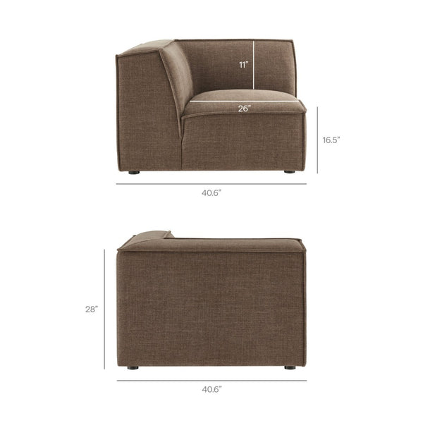 Modway Furniture Restore Modway Modular U-shaped Sectional with French Piping and Performance Upholstery Mocha EEI-7415-MOC