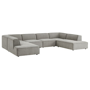 Modway Furniture Restore Modway Modular U-shaped Sectional with French Piping and Performance Upholstery Pewter EEI-7415-PEW
