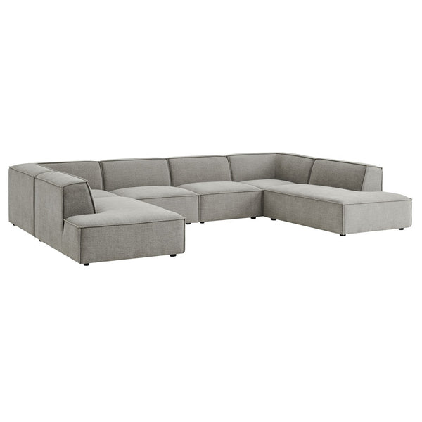 Modway Furniture Restore Modway Modular U-shaped Sectional with French Piping and Performance Upholstery Pewter EEI-7415-PEW
