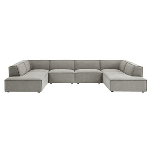 Modway Furniture Restore Modway Modular U-shaped Sectional with French Piping and Performance Upholstery Pewter EEI-7415-PEW