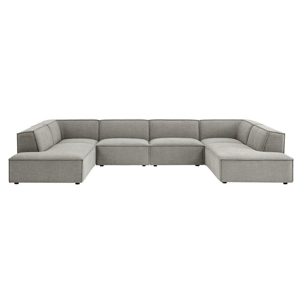 Modway Furniture Restore Modway Modular U-shaped Sectional with French Piping and Performance Upholstery Pewter EEI-7415-PEW