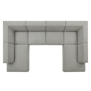 Modway Furniture Restore Modway Modular U-shaped Sectional with French Piping and Performance Upholstery Pewter EEI-7415-PEW