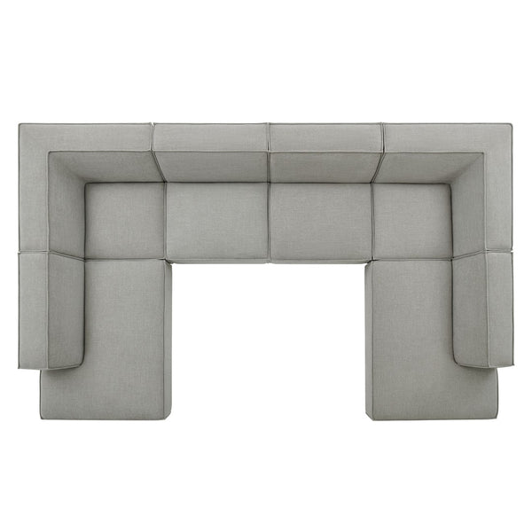 Modway Furniture Restore Modway Modular U-shaped Sectional with French Piping and Performance Upholstery Pewter EEI-7415-PEW