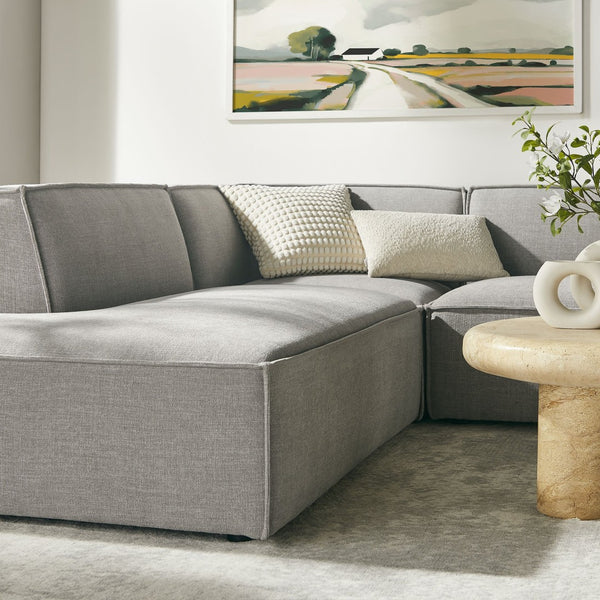 Modway Furniture Restore Modway Modular U-shaped Sectional with French Piping and Performance Upholstery Pewter EEI-7415-PEW
