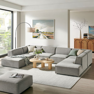 Modway Furniture Restore Modway Modular U-shaped Sectional with French Piping and Performance Upholstery Pewter EEI-7415-PEW