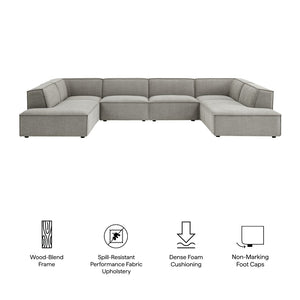 Modway Furniture Restore Modway Modular U-shaped Sectional with French Piping and Performance Upholstery Pewter EEI-7415-PEW