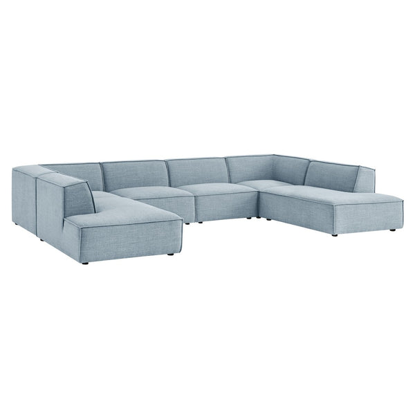 Modway Furniture Restore Modway Modular U-shaped Sectional with French Piping and Performance Upholstery Sky EEI-7415-SKY
