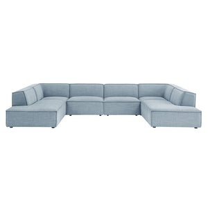 Modway Furniture Restore Modway Modular U-shaped Sectional with French Piping and Performance Upholstery Sky EEI-7415-SKY