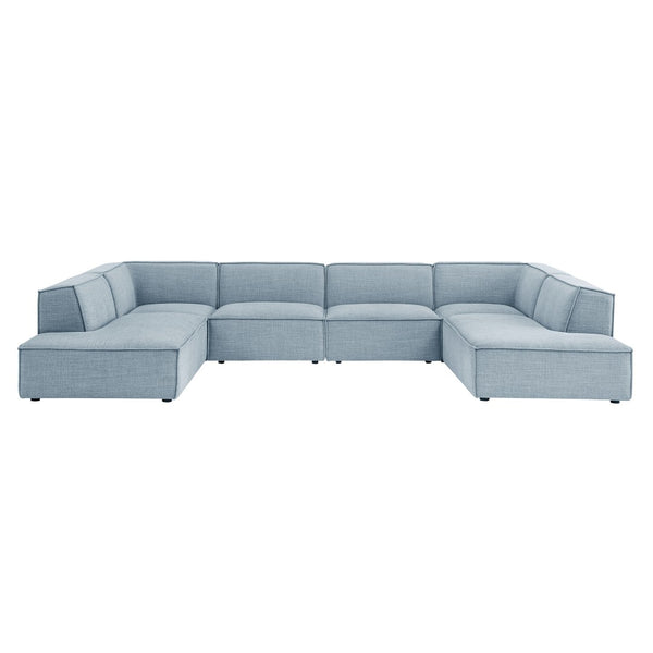 Modway Furniture Restore Modway Modular U-shaped Sectional with French Piping and Performance Upholstery Sky EEI-7415-SKY