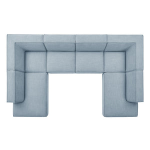 Modway Furniture Restore Modway Modular U-shaped Sectional with French Piping and Performance Upholstery Sky EEI-7415-SKY