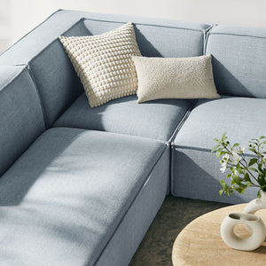 Modway Furniture Restore Modway Modular U-shaped Sectional with French Piping and Performance Upholstery Sky EEI-7415-SKY