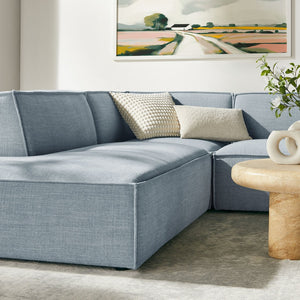 Modway Furniture Restore Modway Modular U-shaped Sectional with French Piping and Performance Upholstery Sky EEI-7415-SKY