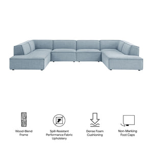 Modway Furniture Restore Modway Modular U-shaped Sectional with French Piping and Performance Upholstery Sky EEI-7415-SKY