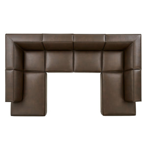 Modway Furniture Restore Modway U-shaped Sectional Sofa Vegan Leather Six Piece Modular Living Room Set Espresso EEI-7416-ESP