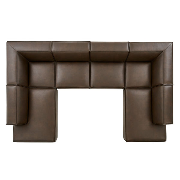 Modway Furniture Restore Modway U-shaped Sectional Sofa Vegan Leather Six Piece Modular Living Room Set Espresso EEI-7416-ESP