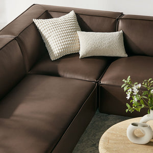 Modway Furniture Restore Modway U-shaped Sectional Sofa Vegan Leather Six Piece Modular Living Room Set Espresso EEI-7416-ESP