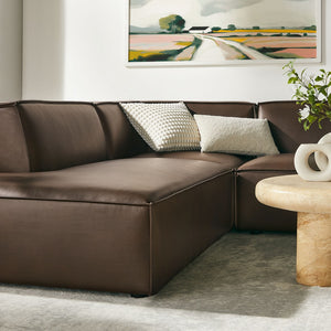 Modway Furniture Restore Modway U-shaped Sectional Sofa Vegan Leather Six Piece Modular Living Room Set Espresso EEI-7416-ESP