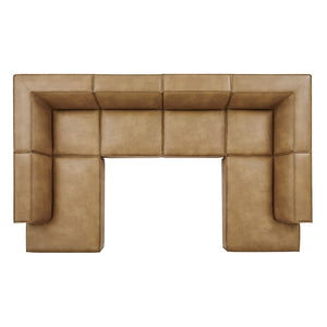 Modway Furniture Restore Modway U-shaped Sectional Sofa Vegan Leather Six Piece Modular Living Room Set Toast EEI-7416-TST