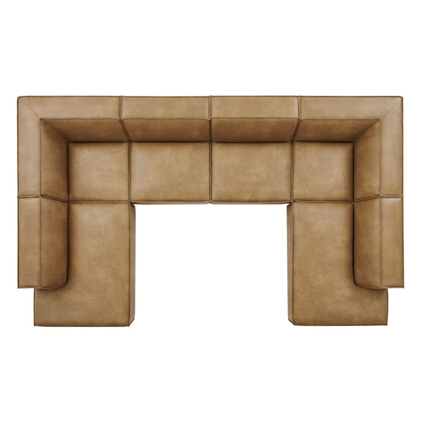 Modway Furniture Restore Modway U-shaped Sectional Sofa Vegan Leather Six Piece Modular Living Room Set Toast EEI-7416-TST