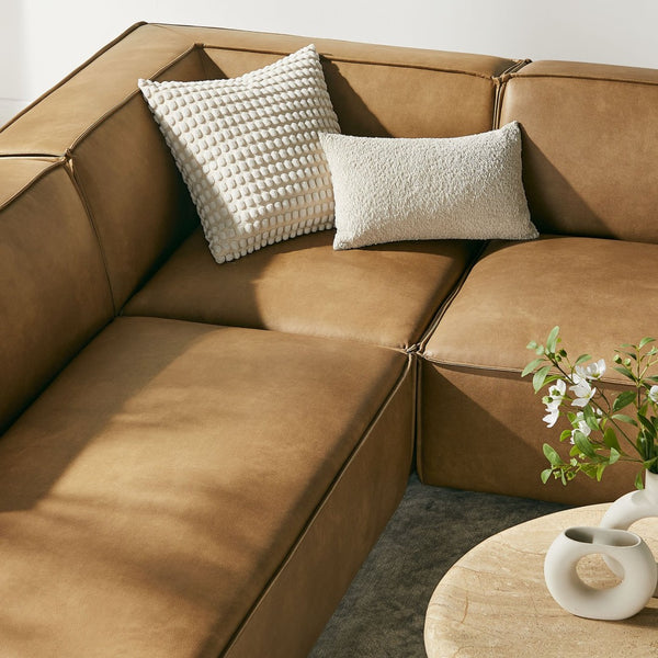 Modway Furniture Restore Modway U-shaped Sectional Sofa Vegan Leather Six Piece Modular Living Room Set Toast EEI-7416-TST