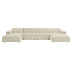 Modway Furniture Restore Modway Six Piece Modular Sectional with Stain Resistant Upholstery for Living Rooms Ecru EEI-7417-ECR