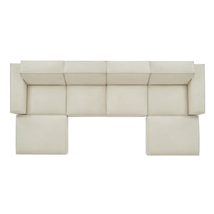 Modway Furniture Restore Modway Six Piece Modular Sectional with Stain Resistant Upholstery for Living Rooms Ecru EEI-7417-ECR