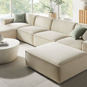 Modway Furniture Restore Modway Six Piece Modular Sectional with Stain Resistant Upholstery for Living Rooms Ecru EEI-7417-ECR