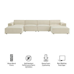 Modway Furniture Restore Modway Six Piece Modular Sectional with Stain Resistant Upholstery for Living Rooms Ecru EEI-7417-ECR