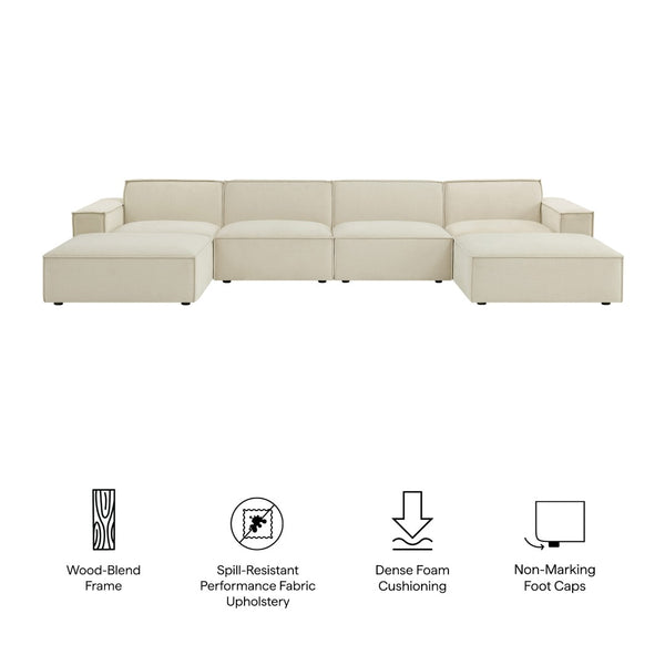 Modway Furniture Restore Modway Six Piece Modular Sectional with Stain Resistant Upholstery for Living Rooms Ecru EEI-7417-ECR