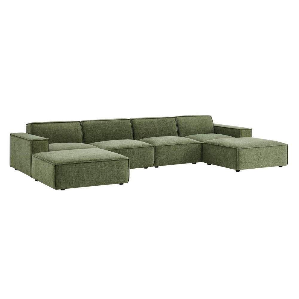 Modway Furniture Restore Modway Six Piece Modular Sectional with Stain Resistant Upholstery for Living Rooms Foliage EEI-7417-FOL