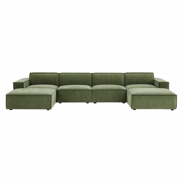 Modway Furniture Restore Modway Six Piece Modular Sectional with Stain Resistant Upholstery for Living Rooms Foliage EEI-7417-FOL