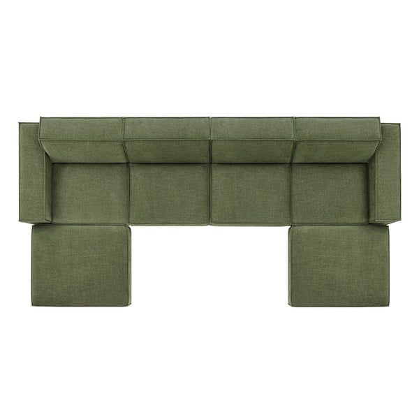 Modway Furniture Restore Modway Six Piece Modular Sectional with Stain Resistant Upholstery for Living Rooms Foliage EEI-7417-FOL