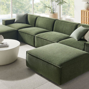 Modway Furniture Restore Modway Six Piece Modular Sectional with Stain Resistant Upholstery for Living Rooms Foliage EEI-7417-FOL