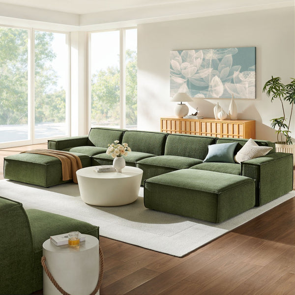 Modway Furniture Restore Modway Six Piece Modular Sectional with Stain Resistant Upholstery for Living Rooms Foliage EEI-7417-FOL