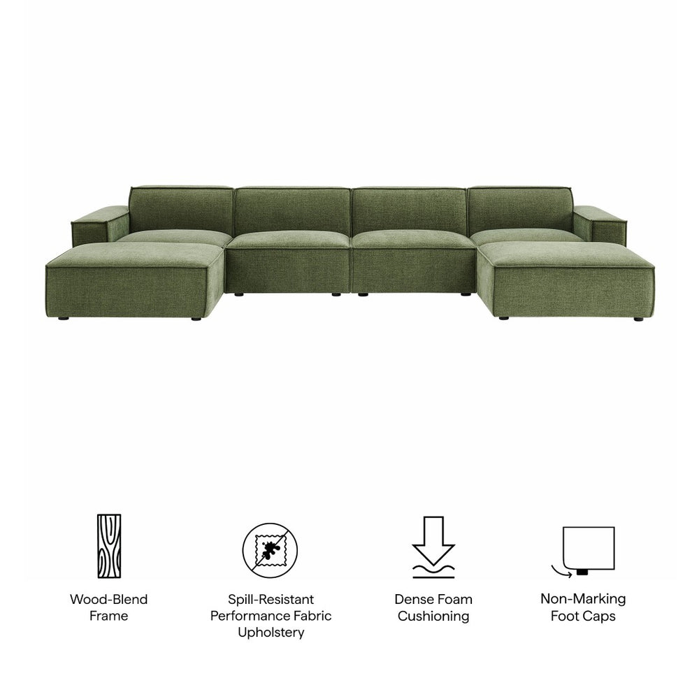 Modway Furniture Restore Modway Six Piece Modular Sectional with Stain Resistant Upholstery for Living Rooms Foliage EEI-7417-FOL