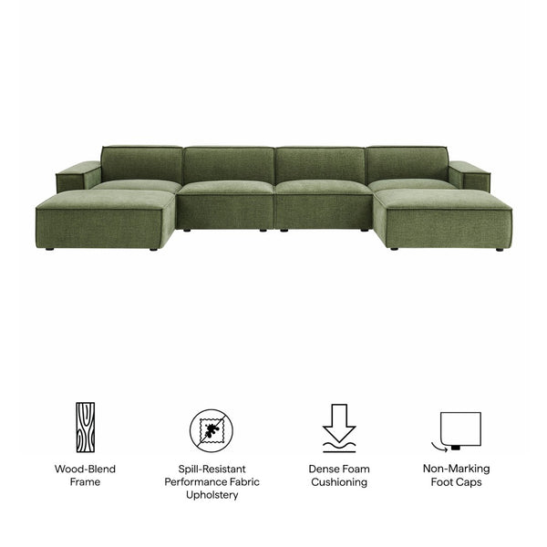 Modway Furniture Restore Modway Six Piece Modular Sectional with Stain Resistant Upholstery for Living Rooms Foliage EEI-7417-FOL