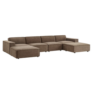 Modway Furniture Restore Modway Six Piece Modular Sectional with Stain Resistant Upholstery for Living Rooms Mocha EEI-7417-MOC