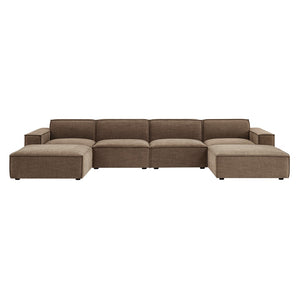 Modway Furniture Restore Modway Six Piece Modular Sectional with Stain Resistant Upholstery for Living Rooms Mocha EEI-7417-MOC
