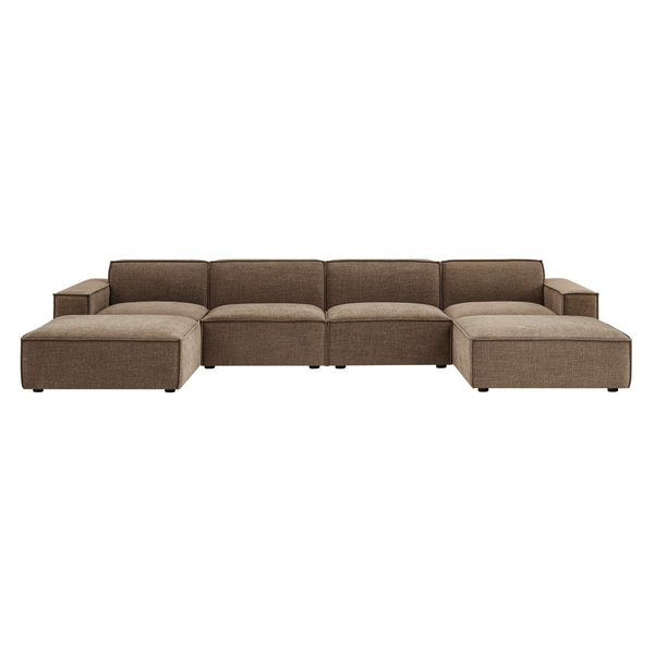 Modway Furniture Restore Modway Six Piece Modular Sectional with Stain Resistant Upholstery for Living Rooms Mocha EEI-7417-MOC