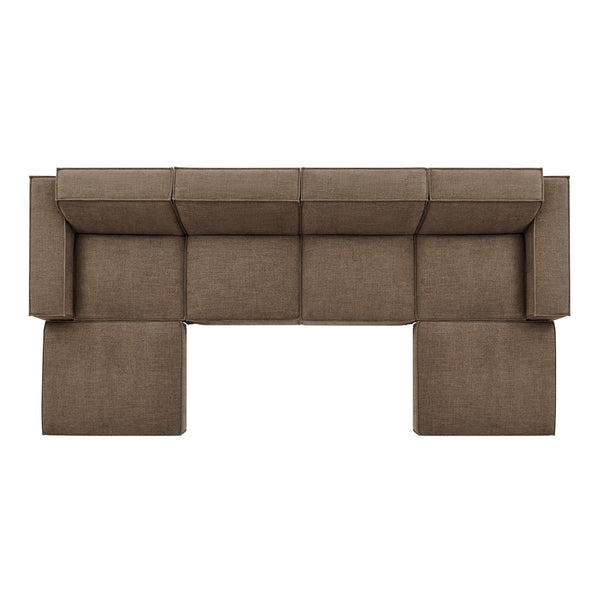 Modway Furniture Restore Modway Six Piece Modular Sectional with Stain Resistant Upholstery for Living Rooms Mocha EEI-7417-MOC