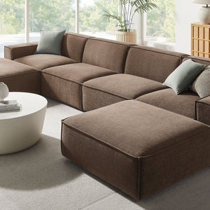 Modway Furniture Restore Modway Six Piece Modular Sectional with Stain Resistant Upholstery for Living Rooms Mocha EEI-7417-MOC