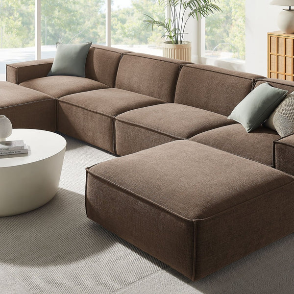 Modway Furniture Restore Modway Six Piece Modular Sectional with Stain Resistant Upholstery for Living Rooms Mocha EEI-7417-MOC