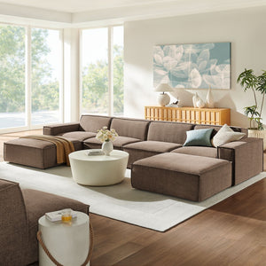 Modway Furniture Restore Modway Six Piece Modular Sectional with Stain Resistant Upholstery for Living Rooms Mocha EEI-7417-MOC