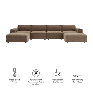 Modway Furniture Restore Modway Six Piece Modular Sectional with Stain Resistant Upholstery for Living Rooms Mocha EEI-7417-MOC