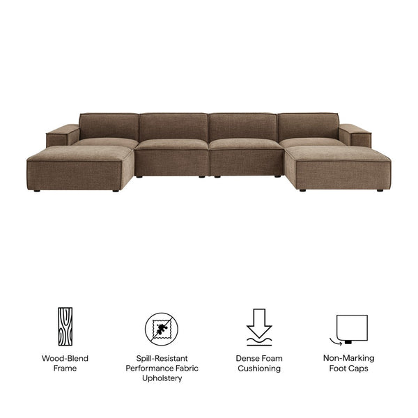 Modway Furniture Restore Modway Six Piece Modular Sectional with Stain Resistant Upholstery for Living Rooms Mocha EEI-7417-MOC