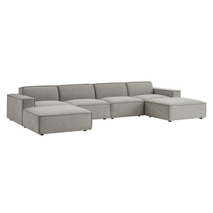 Modway Furniture Restore Modway Six Piece Modular Sectional with Stain Resistant Upholstery for Living Rooms Pewter EEI-7417-PEW
